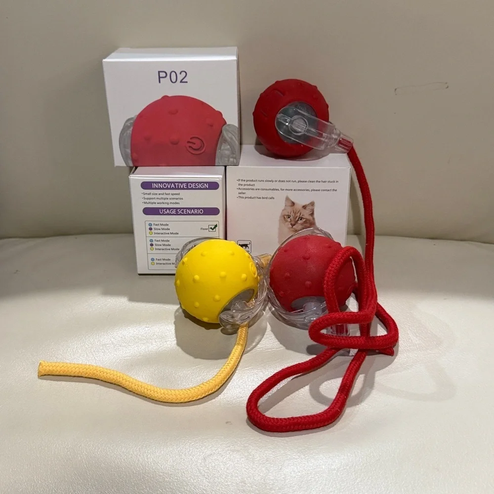 Lot of 3 NEW interactive Cat Toy Balls with Rope
